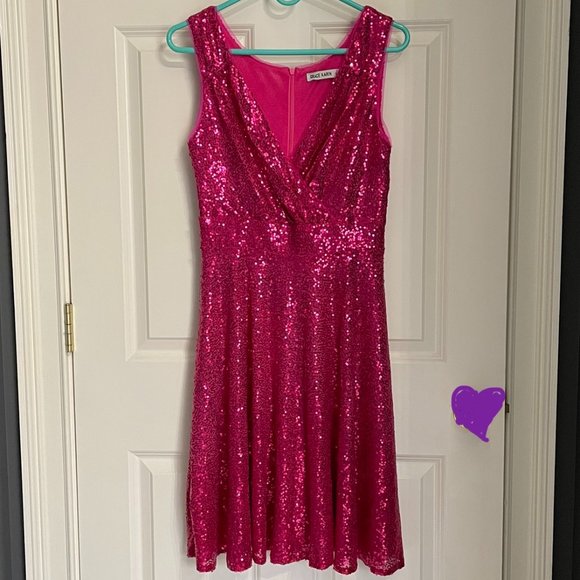 Pink Sparkly Grace Karin Women Sleeveless V-Neck A-line Party Dress in Rose Red - Picture 2 of 3